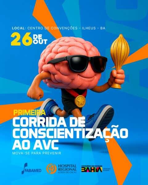 Estão abertas as inscrições para a Primeira Corrida de Conscientização ao AVC em Ilhéus.
