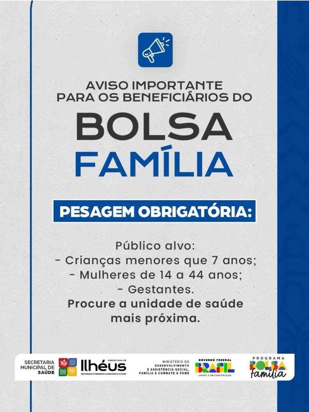 Ilhéus intensifica mobilização final para pesagem do Bolsa Família.