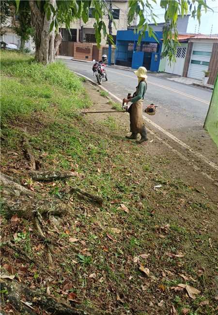 Prefeitura de Ilhéus realiza roçagem ao redor da sede administrativa e do Hospital Materno-Infantil.