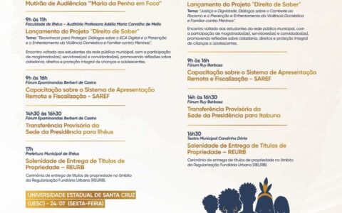 TJBA realiza programação em Ilhéus com ações voltadas à cidadania e ao acesso a direitos.