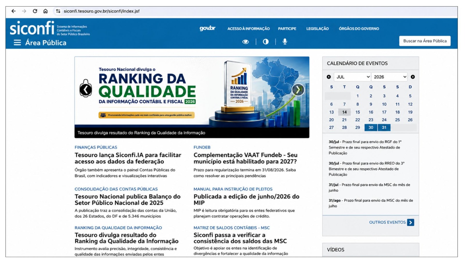 Dados financeiros do Estado da Bahia estão disponíveis na plataforma do Tesouro Nacional.