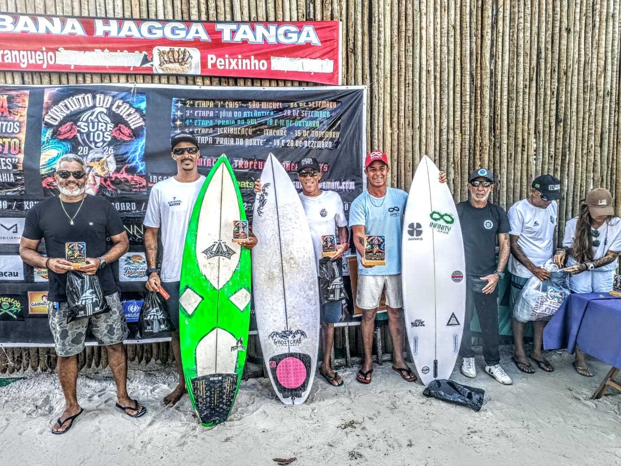 Circuito do Cacau Surf 2026 reúne atletas e define campeões da primeira etapa em Olivença.